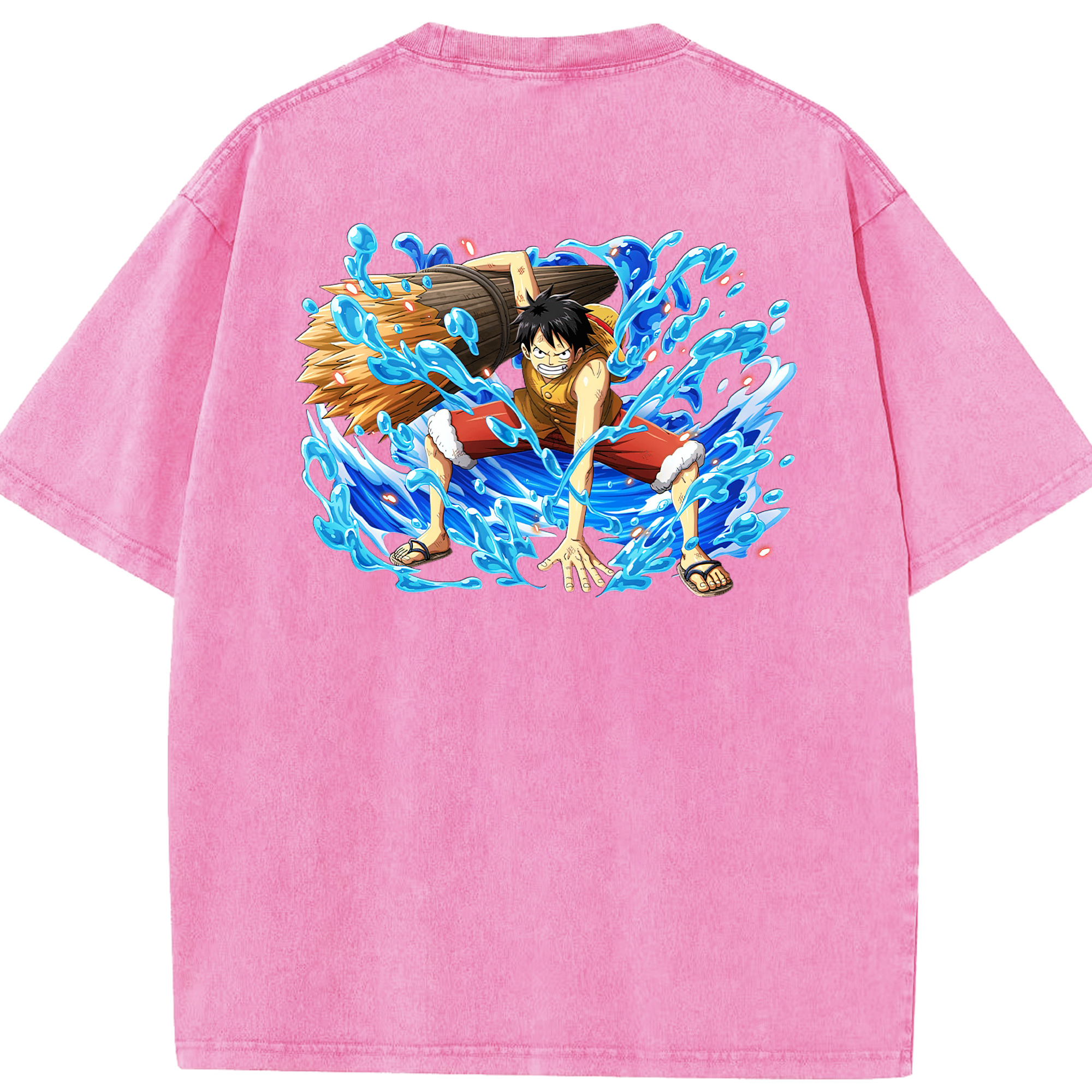 ワンピース モンキー・D・ルフィ ONE PIECE Monkey D. Luffy 綿100% ヴィンテージ風 半袖Tシャツ（背面プリント）